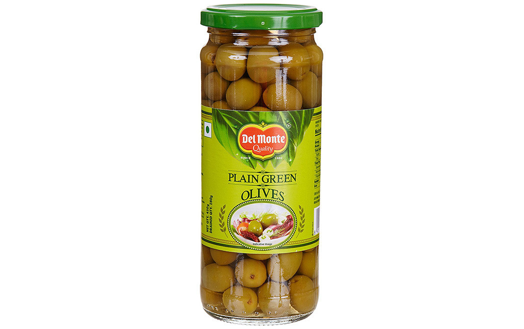 Del Monte Plain Green Olives   Glass Jar  450 grams